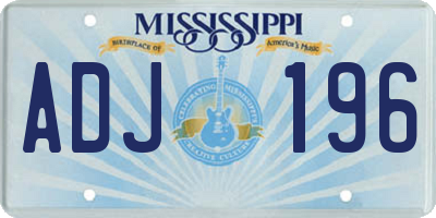 MS license plate ADJ196
