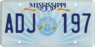 MS license plate ADJ197