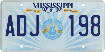 MS license plate ADJ198