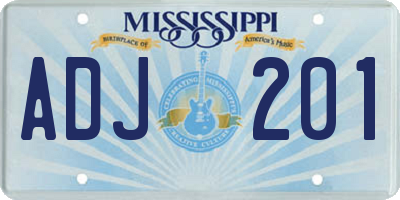 MS license plate ADJ201
