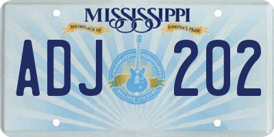 MS license plate ADJ202