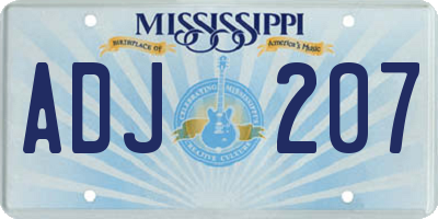 MS license plate ADJ207