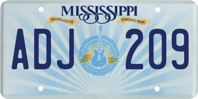 MS license plate ADJ209