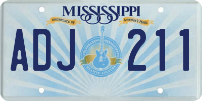 MS license plate ADJ211