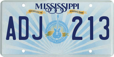 MS license plate ADJ213