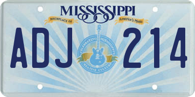 MS license plate ADJ214