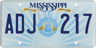 MS license plate ADJ217