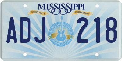 MS license plate ADJ218