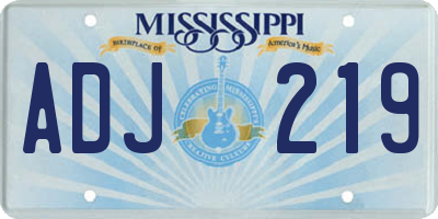 MS license plate ADJ219