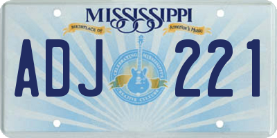 MS license plate ADJ221