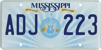 MS license plate ADJ223