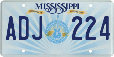 MS license plate ADJ224