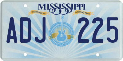 MS license plate ADJ225