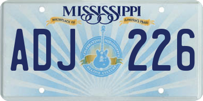 MS license plate ADJ226