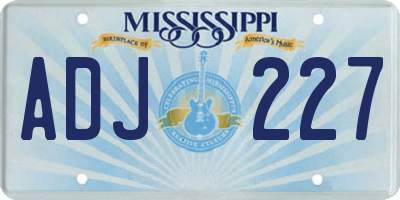 MS license plate ADJ227