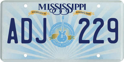MS license plate ADJ229