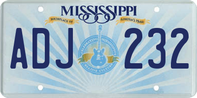 MS license plate ADJ232