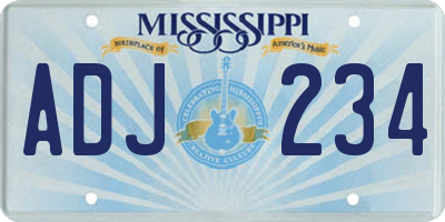 MS license plate ADJ234