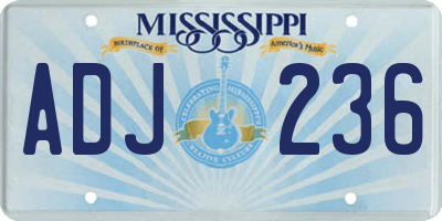 MS license plate ADJ236