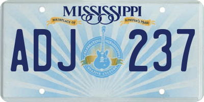 MS license plate ADJ237