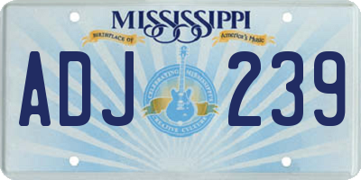 MS license plate ADJ239