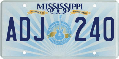 MS license plate ADJ240