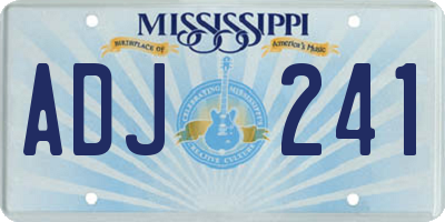MS license plate ADJ241