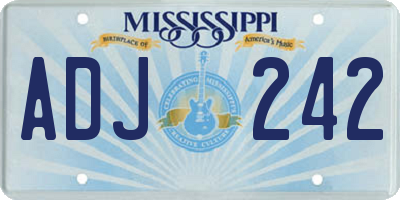 MS license plate ADJ242