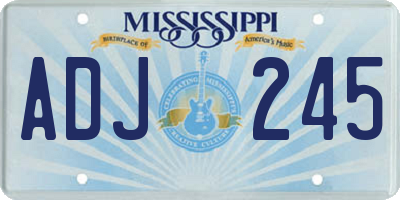 MS license plate ADJ245