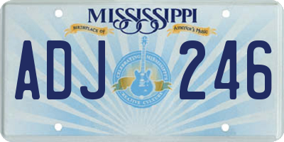 MS license plate ADJ246