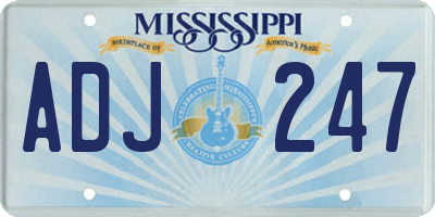 MS license plate ADJ247