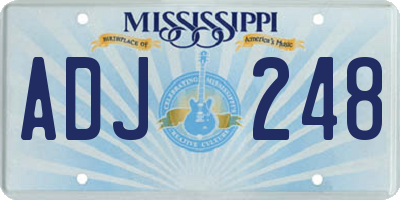 MS license plate ADJ248