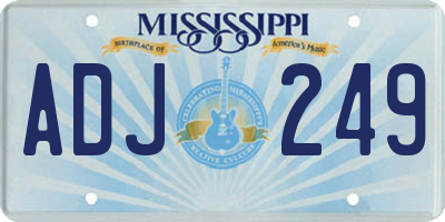 MS license plate ADJ249