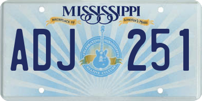 MS license plate ADJ251