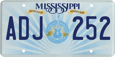 MS license plate ADJ252