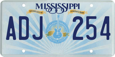 MS license plate ADJ254