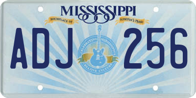 MS license plate ADJ256