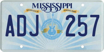 MS license plate ADJ257