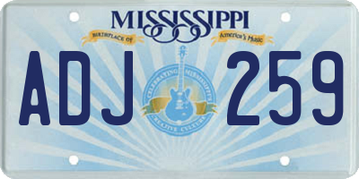 MS license plate ADJ259