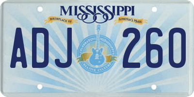 MS license plate ADJ260