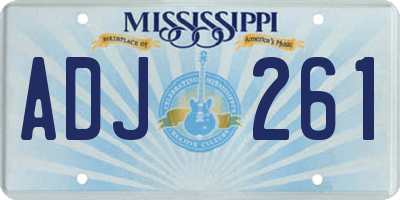 MS license plate ADJ261