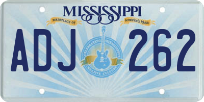MS license plate ADJ262