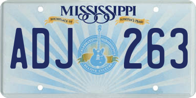 MS license plate ADJ263
