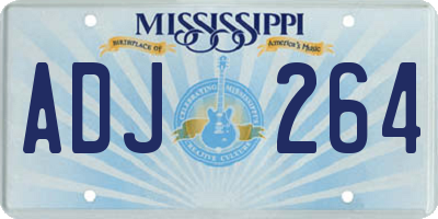 MS license plate ADJ264