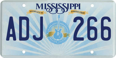 MS license plate ADJ266