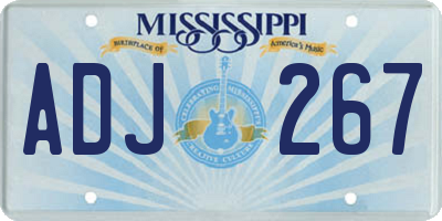 MS license plate ADJ267