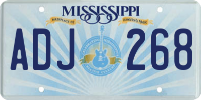 MS license plate ADJ268