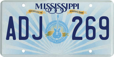 MS license plate ADJ269