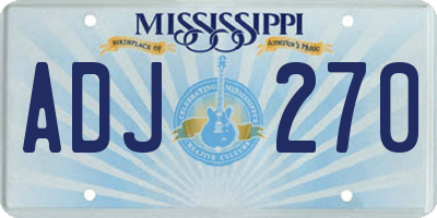 MS license plate ADJ270