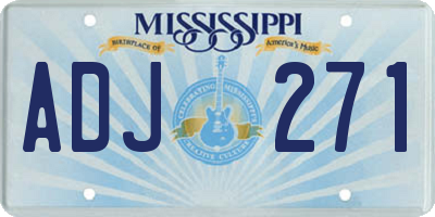 MS license plate ADJ271